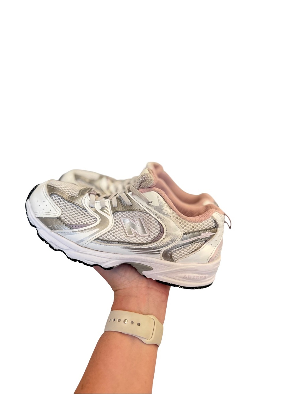 New Balance 530 Kids White and Light Pink Athletic Sneakers Size 3